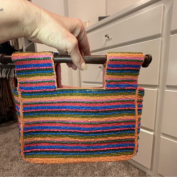 ANTONIO MELANI Handbags - ANTONIO MELANI Beaded Tote w/ Bamboo Handles NWOT